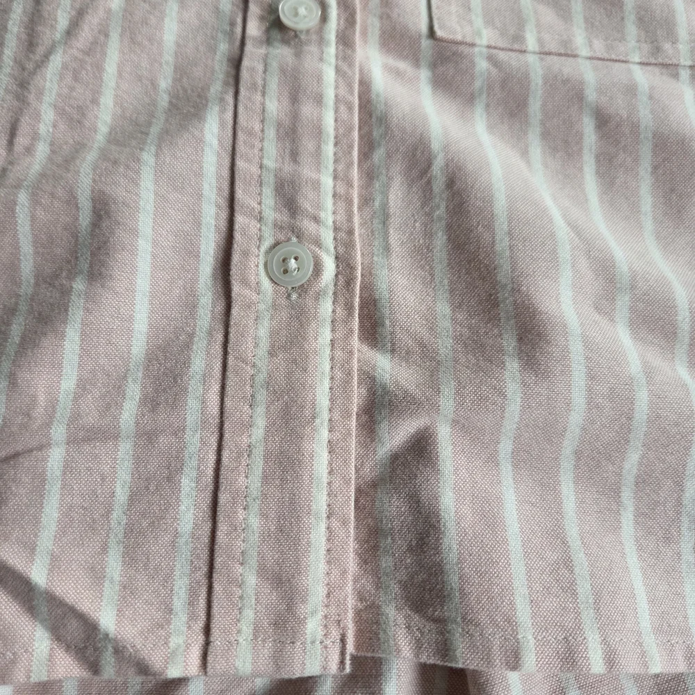 Madewell Signature Oxford Pink Striped Cropped Button-Up Shirt Medium - Picture 8 of 8